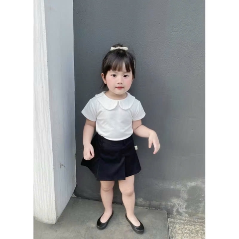 CB227- Combo 2 áo trắng cổ sen-cổ ren cộc tay bé gái