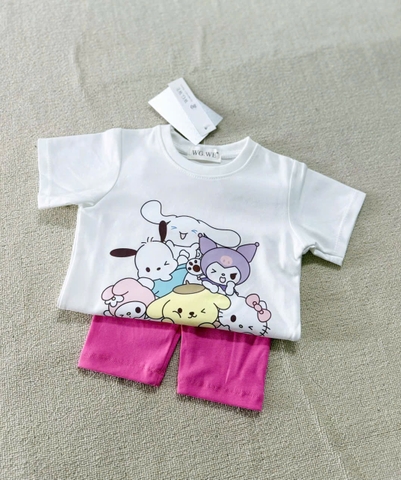 BT461- Bộ áo cotton cute mix kèm legging hồng bé gái
