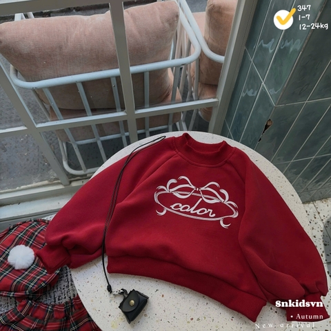 Bt743- set váy nỉ haida đỏ mix CV kẻ kèm mũ nồi bé gái