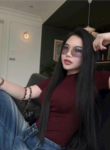 A178-Áo thun díp đỏ kín cổ màu đỏ đô