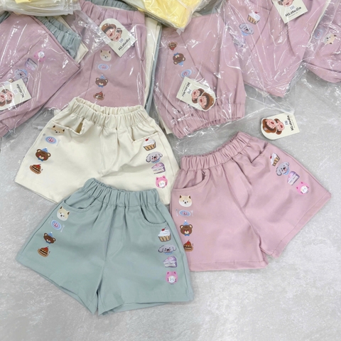 BT959- Combo 3 quần jean cộc thêu hình cho bé 9-25kg