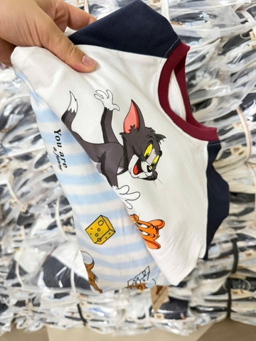 bT1051- Combo 2 bộ cotton Minibebe Tom-Jerry than kẻ