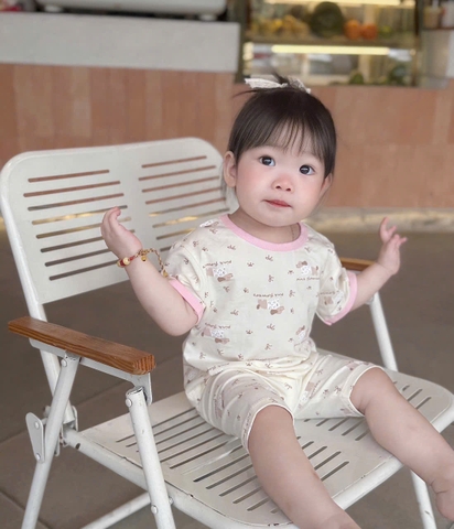 Cb356- Combo 2 bộ chó xù trắng hồng bé gái quần legging