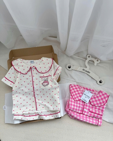 CB245-Combo 2 bộ PIJAMA kẻ karo chạy viền trẻ em chất đũi tằm