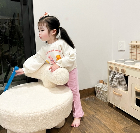 BN060-Bộ nỉ quần loe hồng SOME CUTE trẻ em VNXK