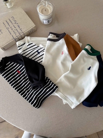 CB397-Combo 4 áo thun dài tay bé trai phối màu