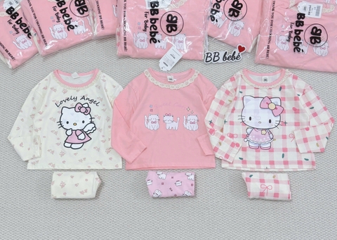 CB373-COmbo 3 bộ thun dài tay bé gái hồng