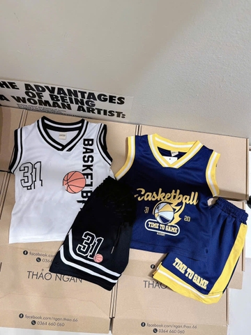 CB346- Combo 2 bộ bóng rổ VÀNg Xanh chất thông hơi