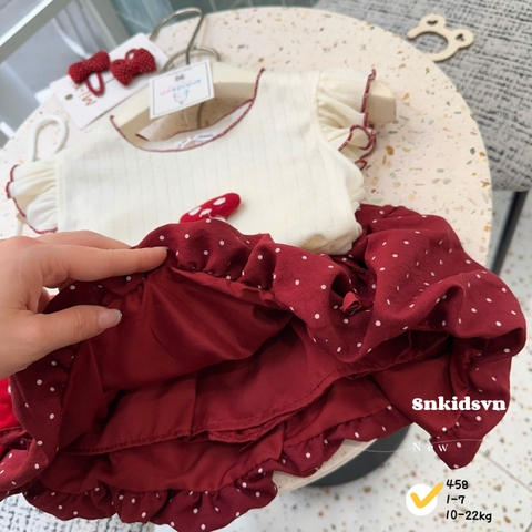 [TANG TUI] BT855- Bộ áo đũi cotton mix quần bí đỏ tặng kèm túi NẤM