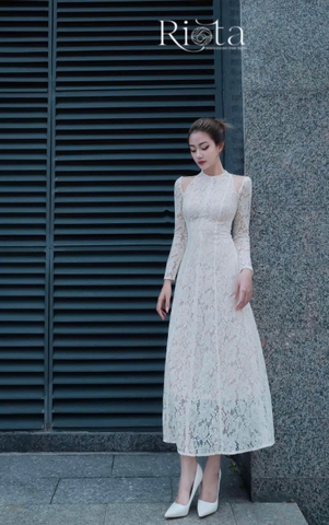 🌺 DAM135-VÁY REN  KHOÉT VAI DÁNG DÀI MÀU TRẮNG☘️