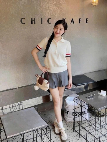 A251- Áo len THOM 2 màu than,trắng full tem