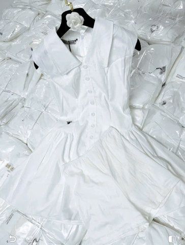 Dam155- Đầm xoè thêu ong ly eo tặng kèm quần váy