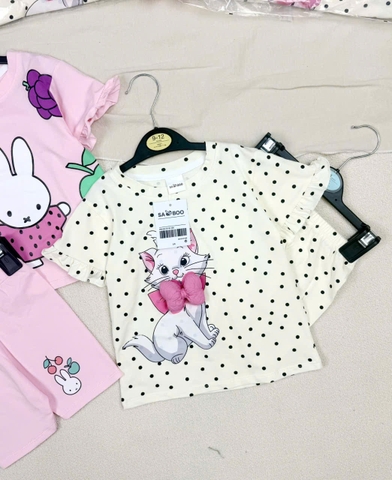 CB254-Combo 2 bộ THỎ BI màu hồng mix legging bé gái