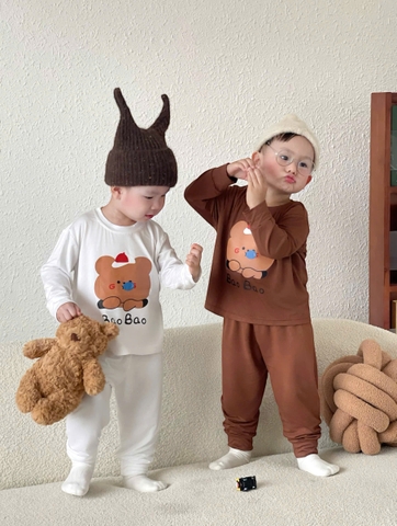 BT698-Bộ thun lạnh 3 màu họa tiết in TRẮNG-XANH-NÂU