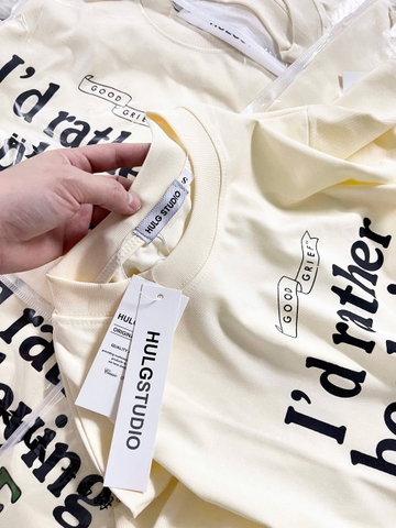 A493-Áo thun cộc tay màu be in chữ GOLF đủ tem hàng nhà máy