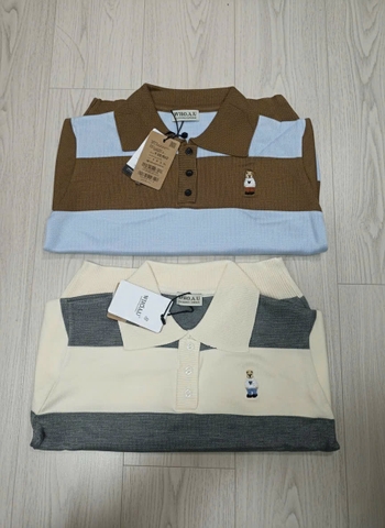 A472- Áo len kẻ ngang to phối cổ bẻ thêu tag 2 màu