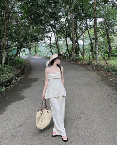 SET047-Set đũi dây tết lien màu be