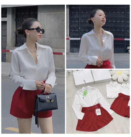 ☘️ SET161- SET BỘ  ÁO SƠ MI QUẦN LI PHỐI ĐAI 💎