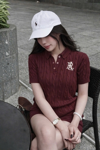 A547- Áo len thừng chữ B màu đỏ rượu full tem cao cấp