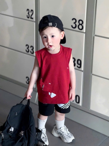 BT978-combo 2 bộ cotton ĐỎ-Trắng-Đen in họa tiết