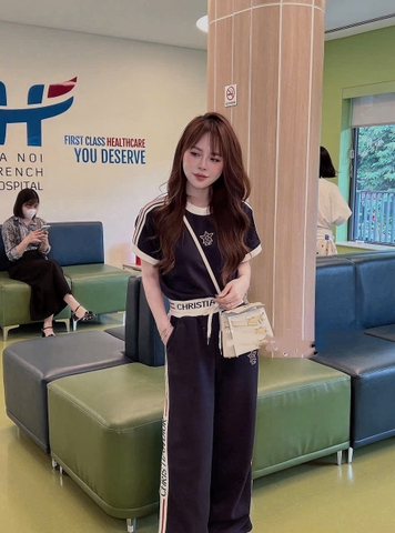 A721- Set Than mì cạp chữ áo cộc quần suông