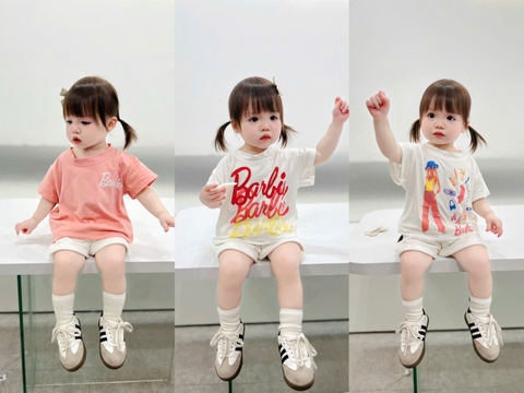 CB256-Combo 3 áo BABIES màu hồng cotton bé gái