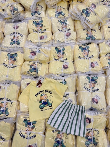 BT1040- Bộ vàng quần sọc HAAPY DAYS chất cotton