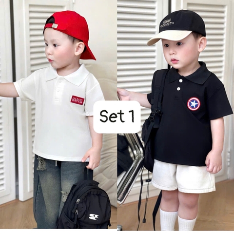 BT856-COMBO 2 áo polo cộc tay siêu nhân cho bé 9-25kg