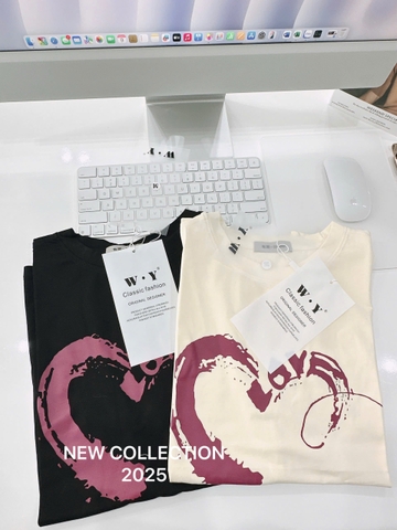 A207-ÁO thun suông trái tim Love 2 màu hàng quảng châu