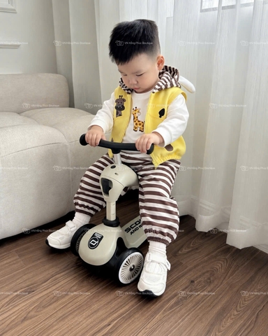 BT1074- Bộ hưou cao cổ 3 chi tiết mũ nhồi cute màu kẻ vàng
