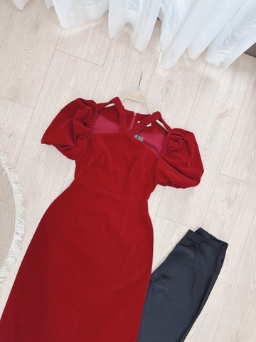 SET ÁO DÀI NHUNG CHUN CHÉO MIX QUẦN LỤA ĐEN