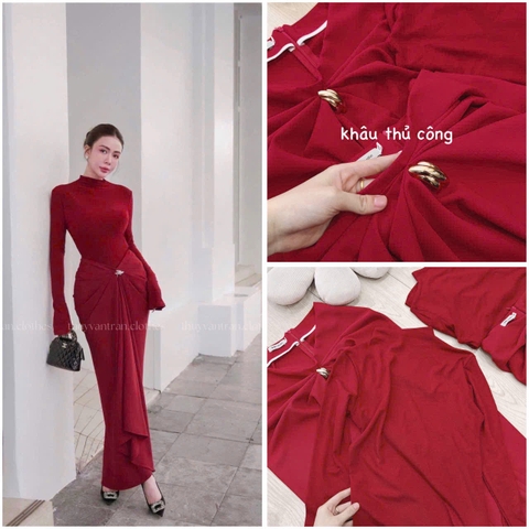 ☘️ SET427- SET ÁO LEN CỔ CAO MIXX CV CÁCH ĐIỆU KÈM TAG CHANH XẢ☘️