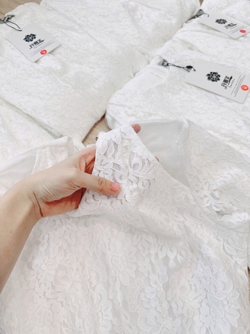 🌺 DAM135-VÁY REN  KHOÉT VAI DÁNG DÀI MÀU TRẮNG☘️