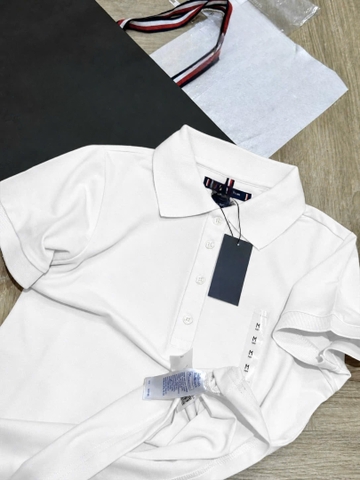 A634-Áo polo trắng Mì tôm thêu ngực hàng nhà máy đủ tem