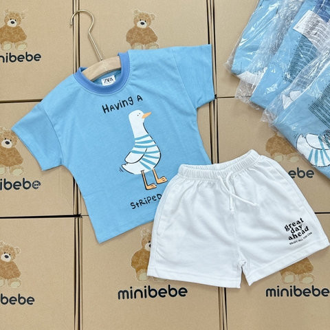 BT058-Bộ thun Vit HAVING xanh trắng trẻ em VNXK