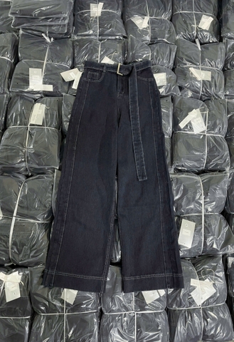 QUAN073-QUẦN JEANS ỐNG RỘNG KÈM ĐAI DÀI 102CM