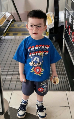 BN097- Bộ thun CATAIN xanh than áo cotton mix quần cua