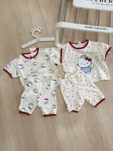 Cb342- Combo 2 bộ legging viền hello kitty bé trái chất cotton