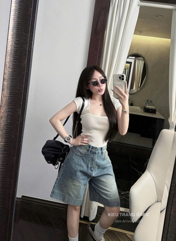 QUAN028-Quần jean đùi ống rộng