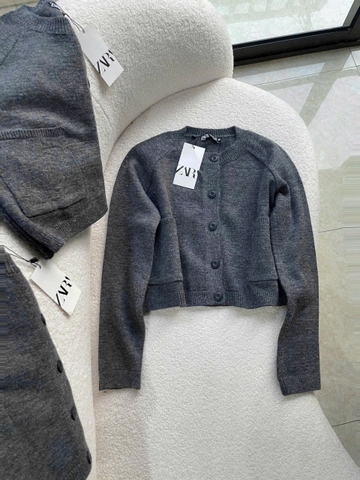 A337-Áo cadigan len màu xám hàng nhà máy