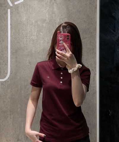 A635-Áo polo  đỏ mận thêu ngực hàng nhà máy đủ tem