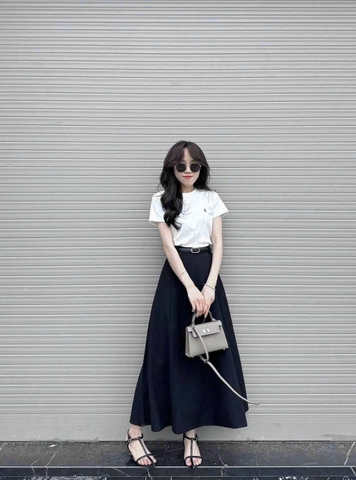 ☘️SET580- SET CHÂN VÁY TÍM THAN MIX ÁO THÊU 🌿