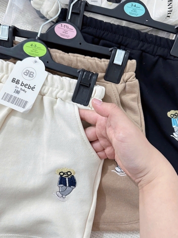 CB210- Combo 3 quần nỉ cua thêu GẤU bé trai