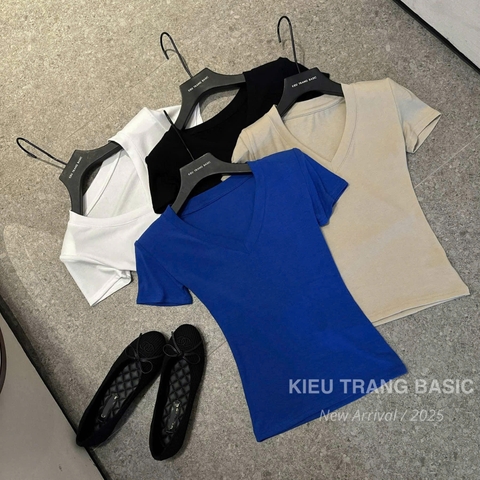 SET476-Set 3 áo cổ tim XANH-TRẮNG-ĐEN chất zip đẹp