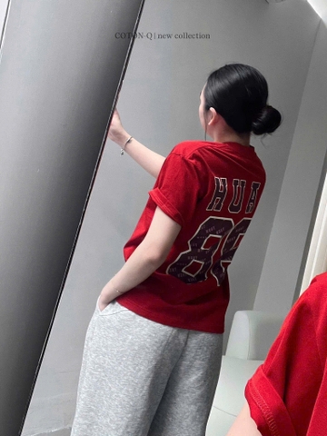 A505-Áo thun đỏ suông viền cổ Rich 88