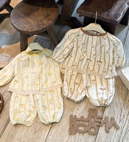 BT1015-Combo 2 bộ pijama dài tay bé gái