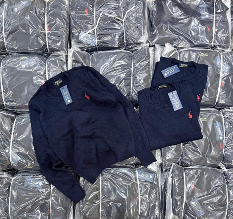 A394- Áo len thừng cổ tròn xanh than hàng nhà máy đủ tem mác