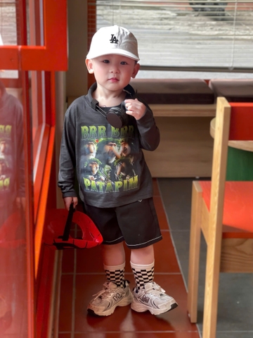 Cb370- Combo 4 áo thun BRAIN ROT dài tay bé trai