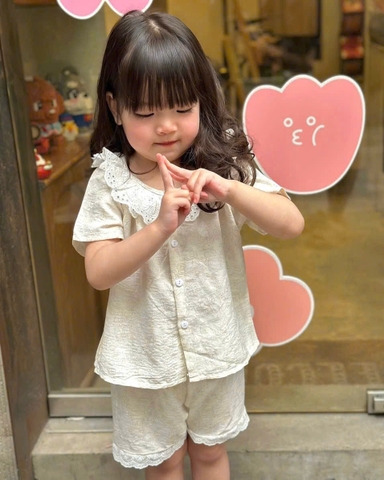 CB251-Combo 2 bộ PIJAMA hoa viền ren bé gái chất xô mát