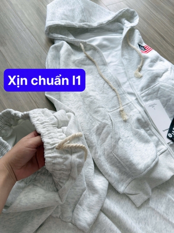 SET744-Bộ nỉ dày thu đông có mũ bo gấu